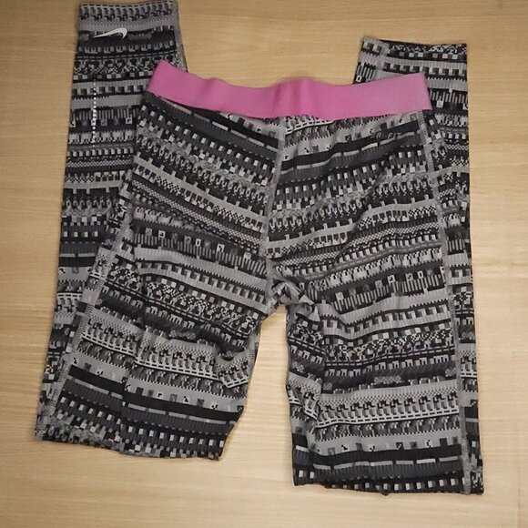 Nike Pro Girl's Grey Athletic Leggings Large - Picture 2 of 7